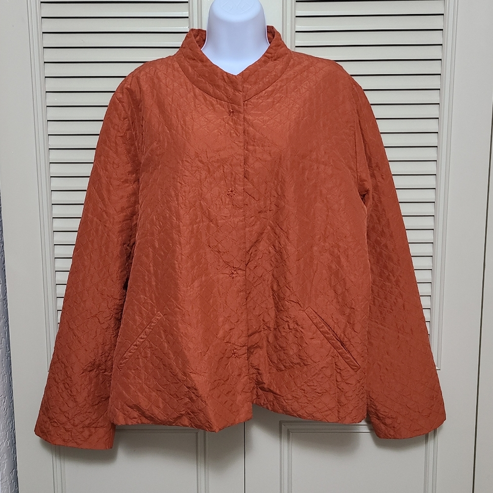 Eileen Fisher Rust Silk Quilted Jacket